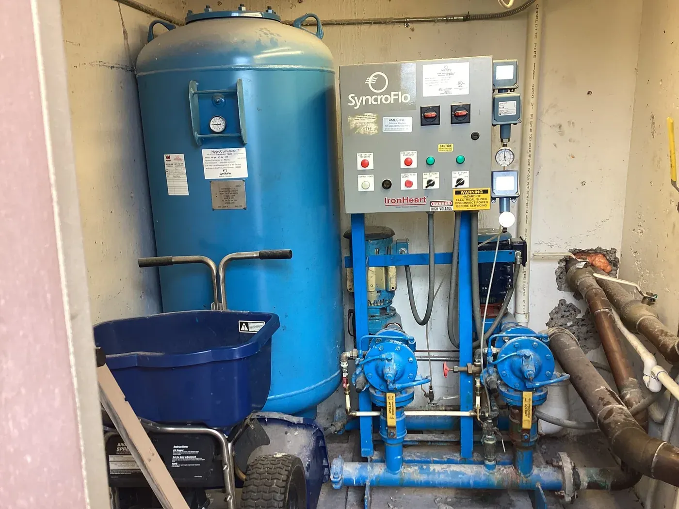 Booster pump system before replacement in Booster Pump System Replacement in Frederick