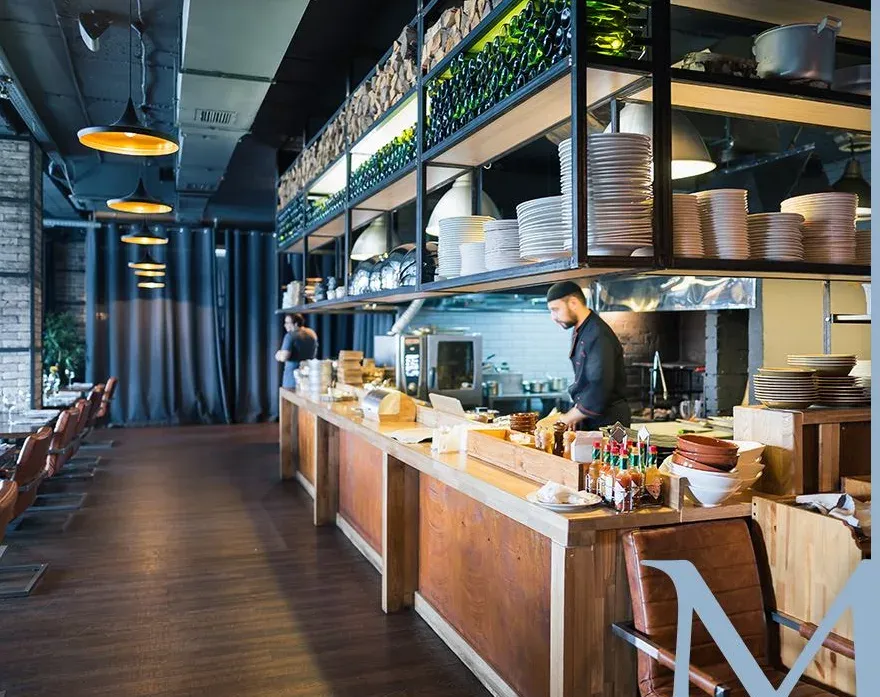 Commercial restaurant kitchen line